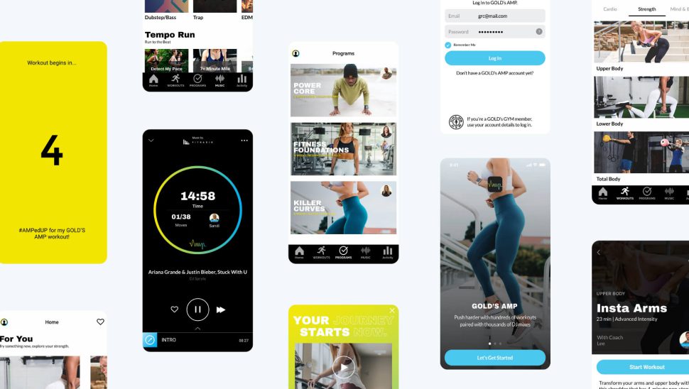 Gold's Gym App Design Screens