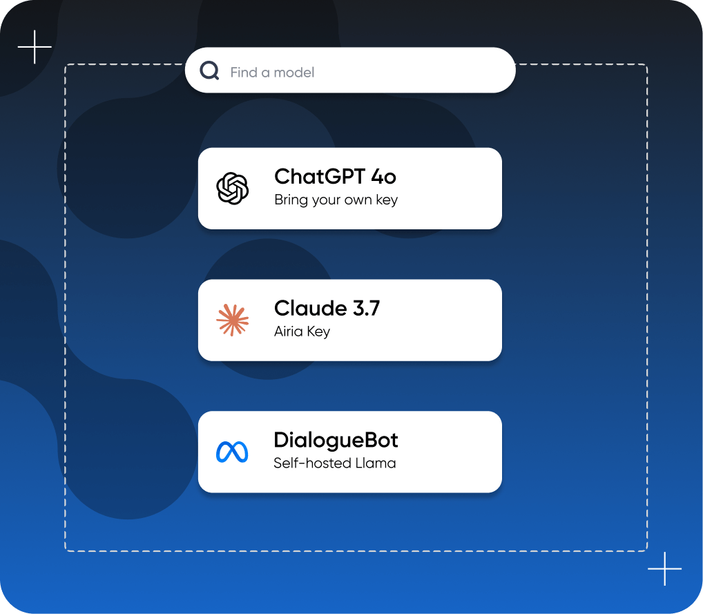 AI model selection interface