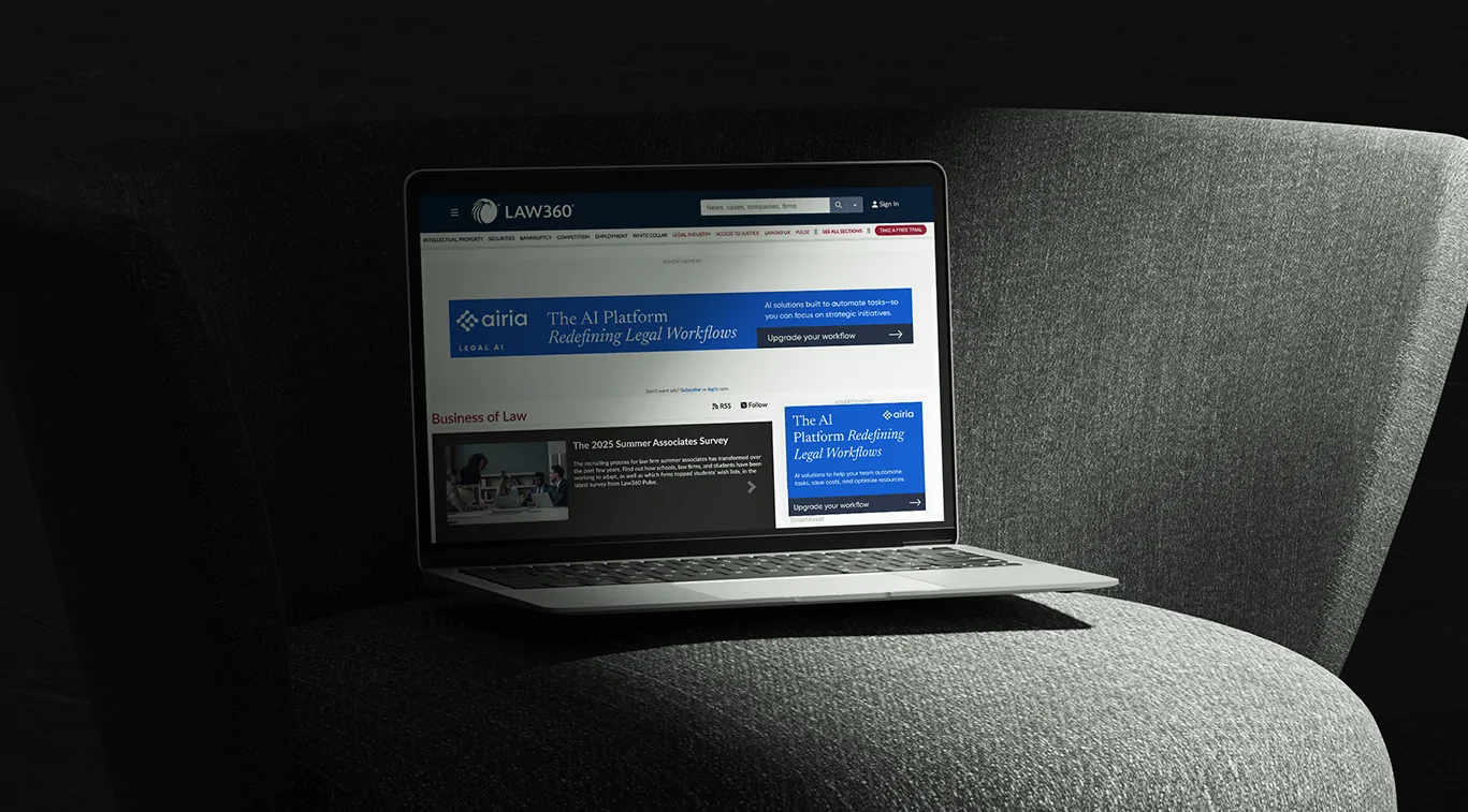 Airia Legal Digital Ads on a laptop