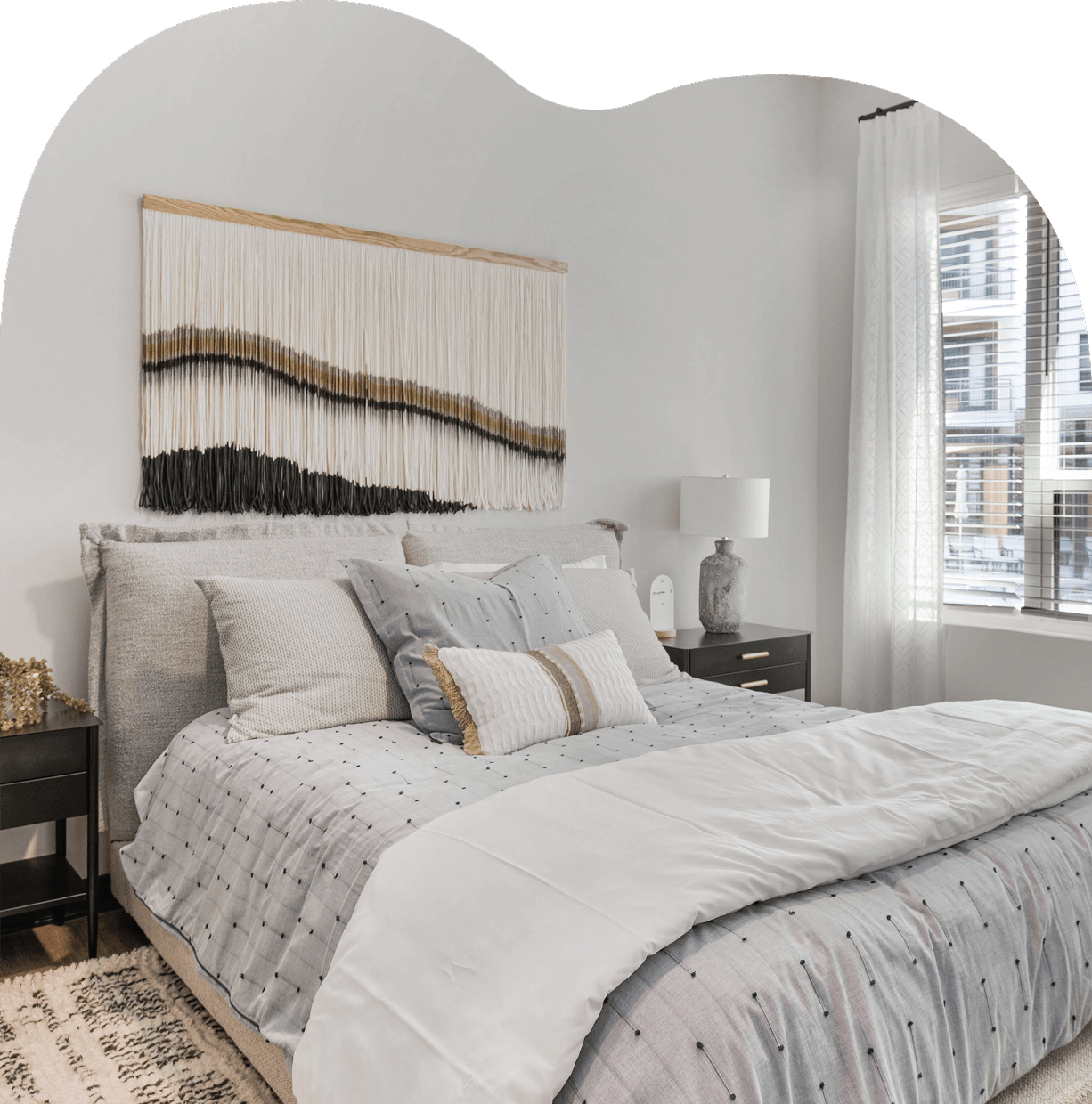 Image of bedroom interior with organic shape