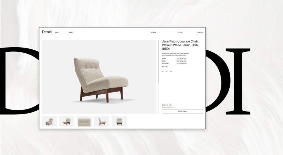 Dendi Luxury Furniture Brand Website Product Mockup