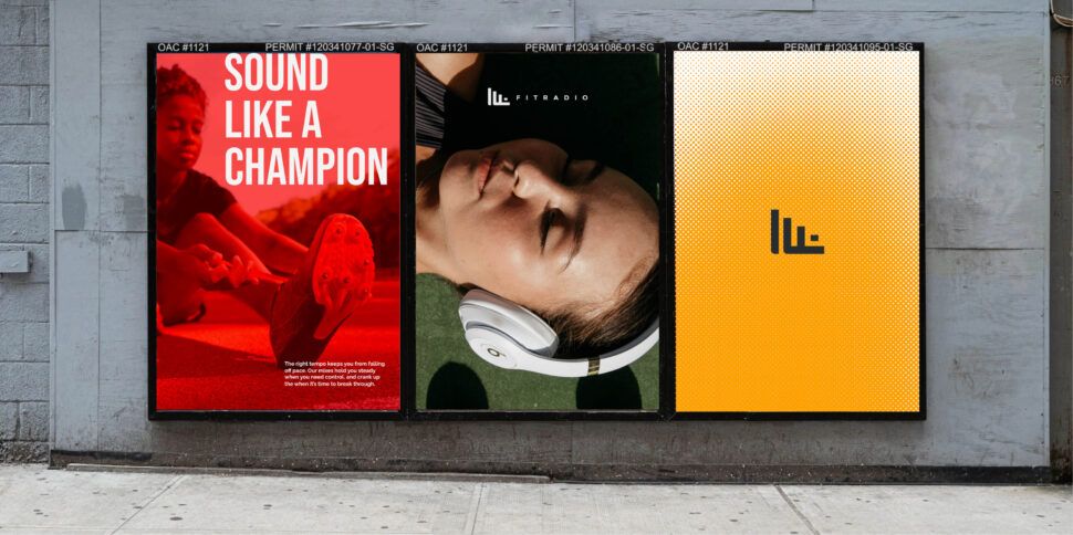 FitRadio Music Platform for Fitness Branding and OOH Signage on Wall