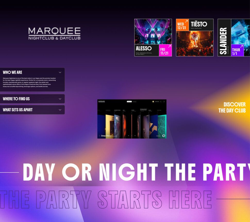 Tao Group Hospitality Venue Marquee Day Club Website Visual Direction