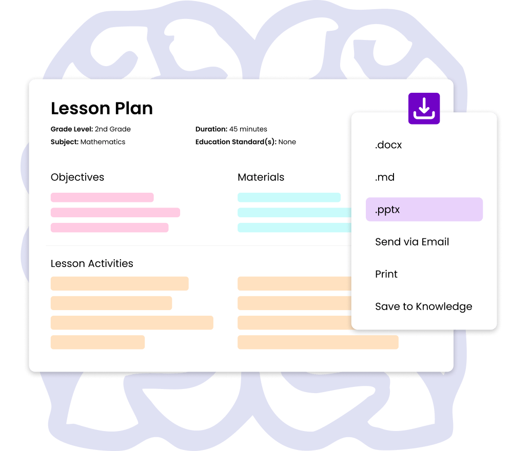 Screenshot of Lesson Plan UI