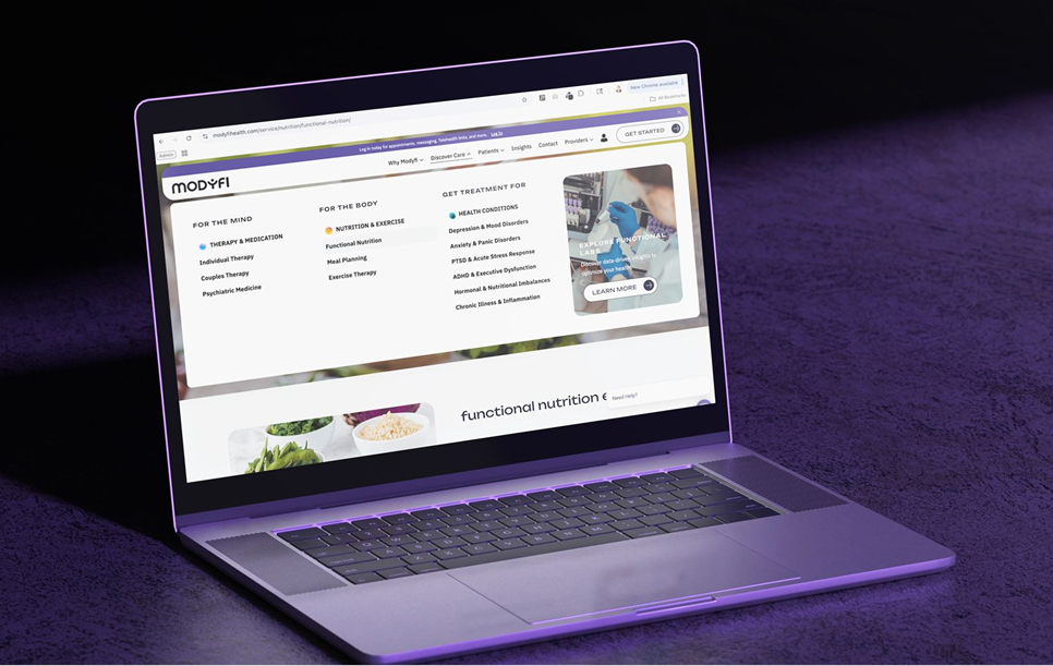 Modyfi Mega Menu on a laptop